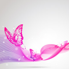 abstract pink waves, lines,  on a grey