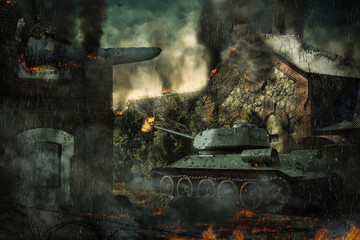 Tank defense destroyed the countryside