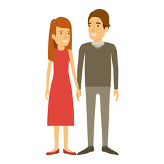 Fototapeta premium colorful silhouette of man and woman standing and her with long hair straight and him in formal clothes and hair side fringe vector illustration