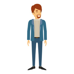 colorful silhouette of man stand with van dyke beard in casual clothes and brown hair vector illustration