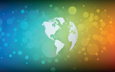 Fototapeta na wymiar Earth globe America abstract bokeh color background