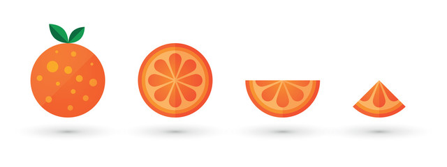 orange fruit slice abstract icon set