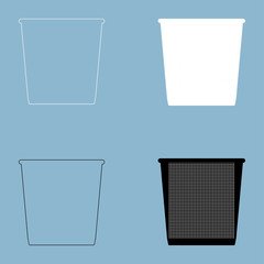 Trash bucket  the black and white color icon .