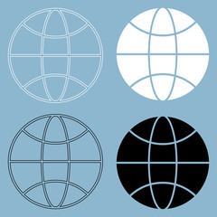 Globe  the black and white color icon .