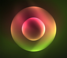 Glowing shiny overlapping circles composition on dark background