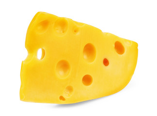 Piece of cheese isolated on white