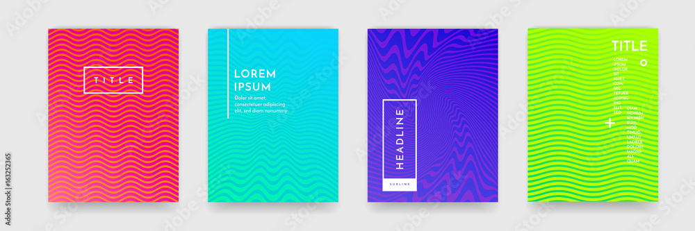Aufkleber wavy abstract pattern texture book brochure poster cover template vector set