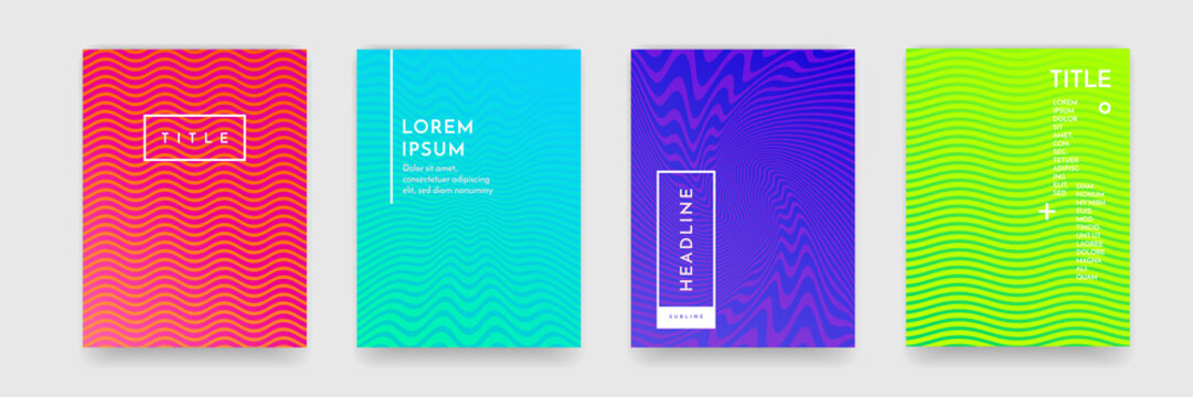 Wavy abstract pattern texture book brochure poster cover template vector set