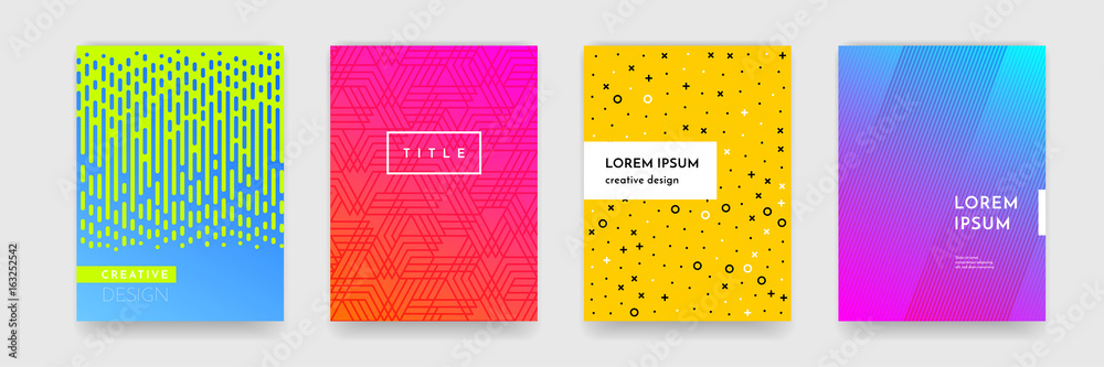 Poster Color gradient abstract geometric pattern texture for book cover template vector set