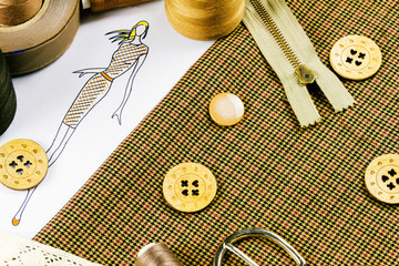 Sewing concept. Dressmaker
