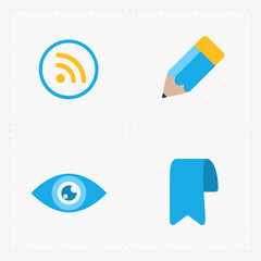 Modern flat social icons set on white background.