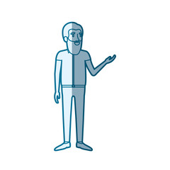 blue color silhouette shading of man with long beard standing in formal clothes vector illustration