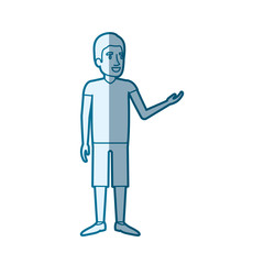 blue color silhouette shading of young man with casual clothes vector illustration