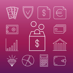 Safe money line art icons