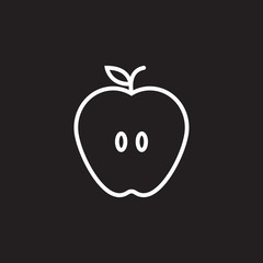 Apple line icon, outline vector sign, linear pictogram isolated on black. logo illustration