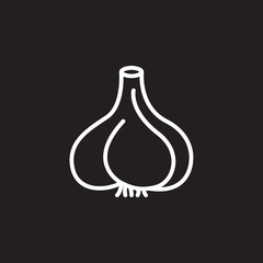 Garlic line icon, outline vector sign, linear pictogram isolated on black. logo illustration