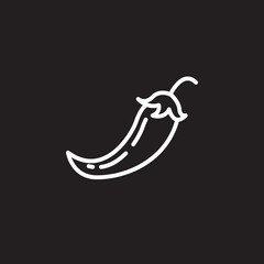 Obraz na płótnie Canvas Chili pepper line icon, outline vector sign, linear pictogram isolated on black. logo illustration