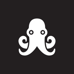 Octopus icon vector, filled flat sign, solid pictogram isolated on black, logo illustration