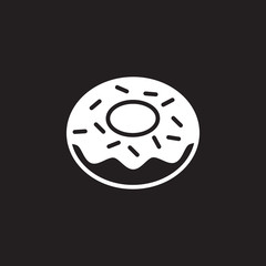 Donut icon vector, filled flat sign, solid pictogram isolated on black, logo illustration