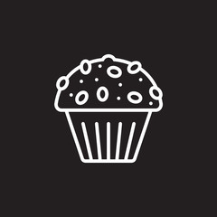 Cupcake line icon, outline vector sign, linear pictogram isolated on black. logo illustration