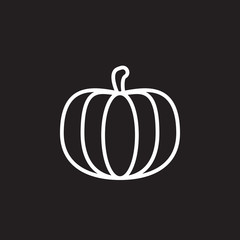 Pumpkin line icon, outline vector sign, linear pictogram isolated on black. logo illustration