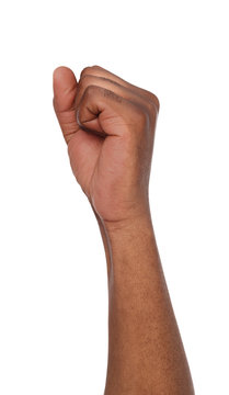 Male black fist isolated on white background