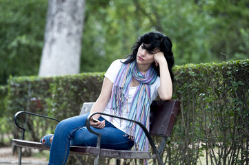attractive beautiful latin woman feeling sad and depressed