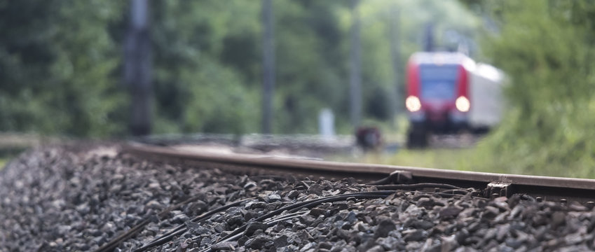 Fototapeta train tracks background blur