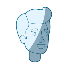 blue color silhouette shading of man face with pompadour hair vector illustration