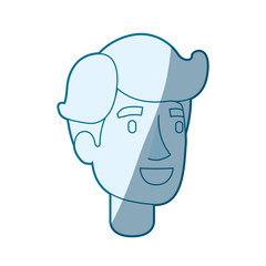 blue color silhouette shading of man face with side fringe hair vector illustration