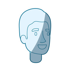 blue color silhouette shading of young man face with simple hair vector illustration