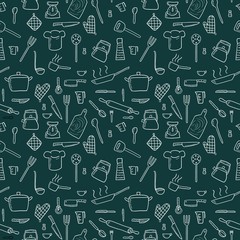 Cooking background - seamless doodle art