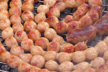 BBQ sausages in the market