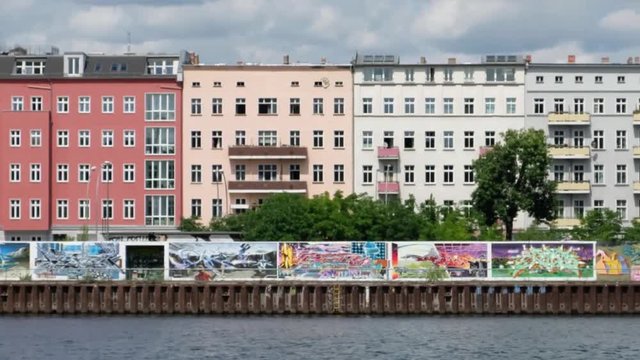 Graffiti wall at river spree in Berlin, Germany