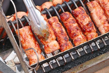 BBQ sausages in the market
