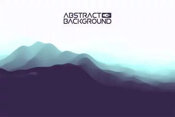 Fotobehang 3D landschap Abstracte blauwe achtergrond. Blauwe gradiënt vectorillustratie. Computer kunst ontwerpsjabloon. Landschap met bergtoppen © RDVector
