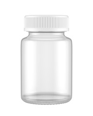 blank glass bottle isolated on white background, 3D rendering