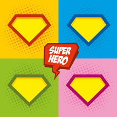 Superhero logo, pop art background