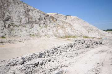 Equipment in a chalk quarry