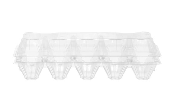 Plastic eggs box (with clipping path) isolated on white background