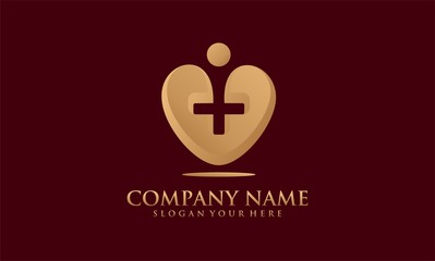 cross heart icon health logo