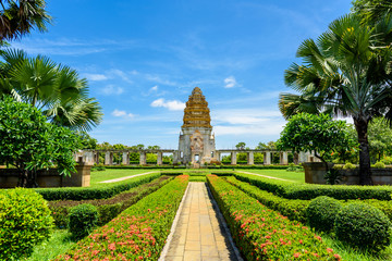 Stone castle Model at Koh Klang nam public park in Sisaket, Thailand.