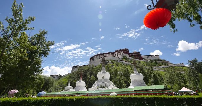4k Potala & white stupa in Lhasa,Tibet.