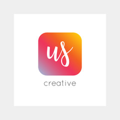 US logo, vector. Useful as branding, app icon, alphabet combination, clip-art.