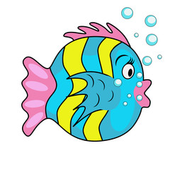 A cartoon fish on a white background.