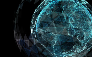 Abstract network data connection technology. Digital background. 3d illustration