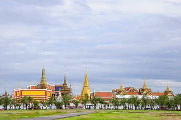 Grand palace and Wat phrakeaw landmark of Bangkok, Thailand. - 163266162