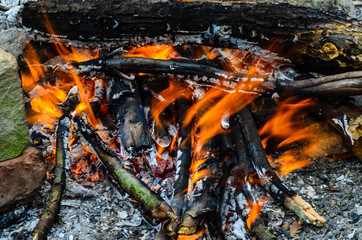 Close-up photo of the camp fire