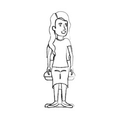 blurred silhouette of woman with long wavy hair and sitting in chair vector illustration