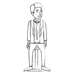 blurred silhouette of man with formal suit and red hair and sitting in chair vector illustration